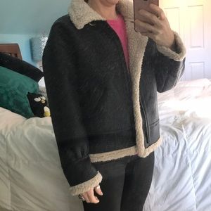 Vegan shearling bomber Moto  jacket by Mowenti